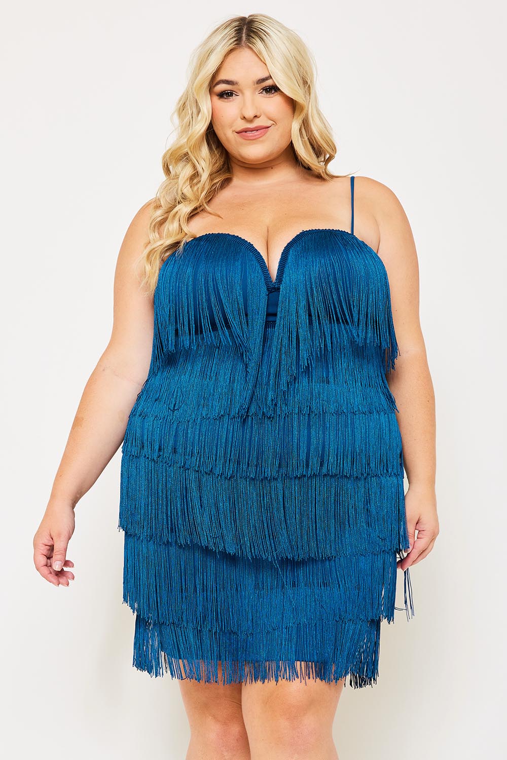 Plus Size Night Out Symphony Dress - Layered Fringe Mini Dress