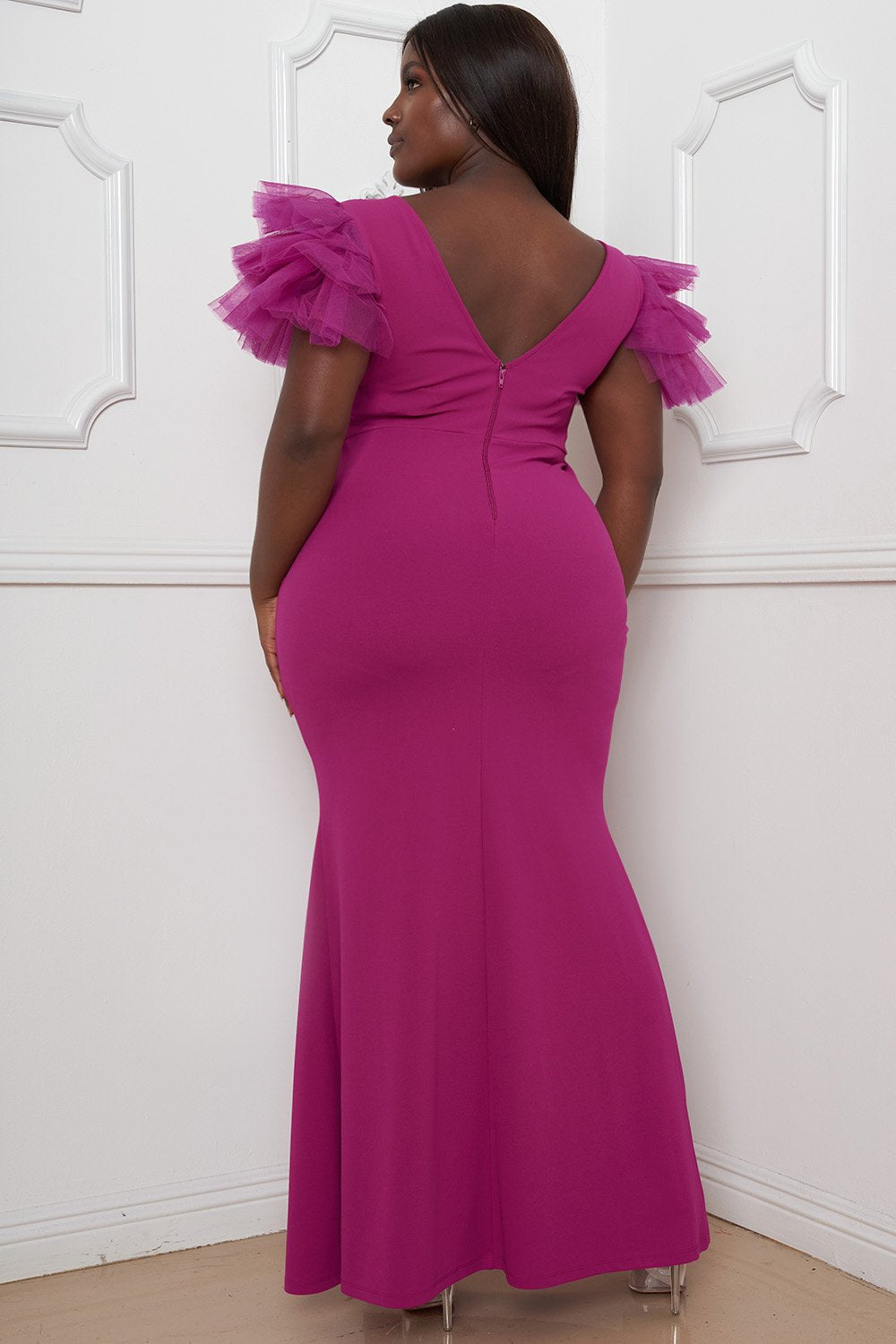 Symphony Dress - Mesh Tulle Shoudler Plus Size Maxi Dress