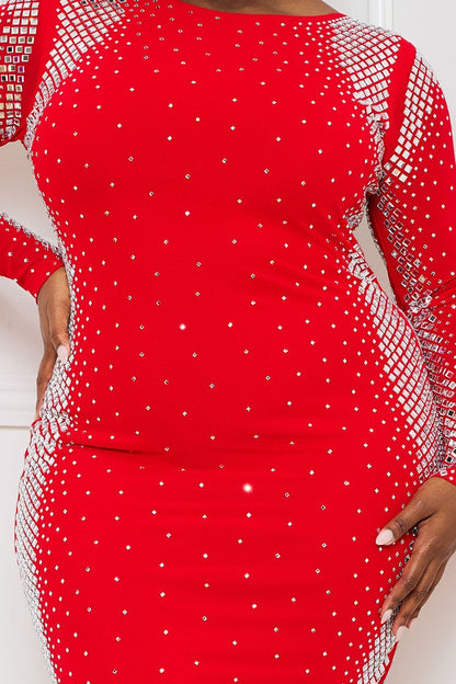 Symphony Dress - Square And Rhinestone Mesh Mini Dress