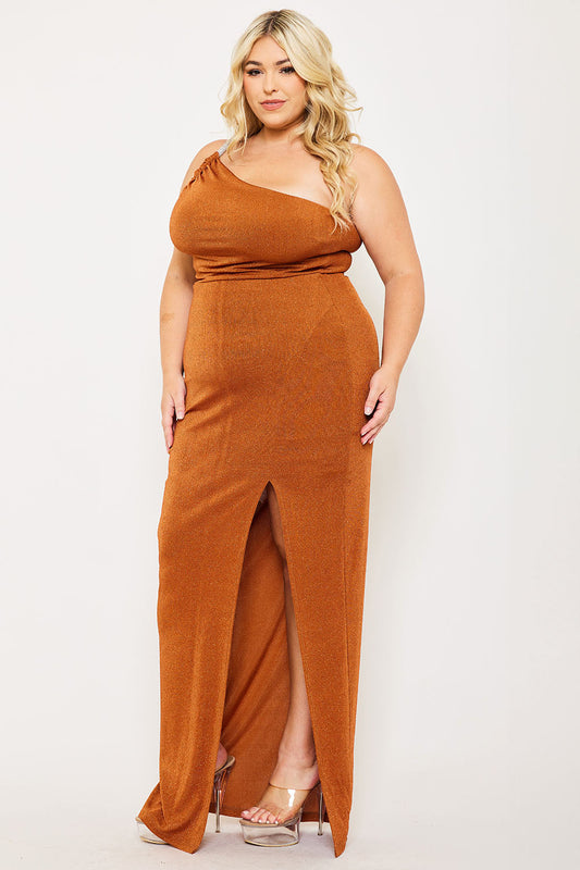 Symphony Dress - Glitter One Shoulder Plus Size Maxi Dress