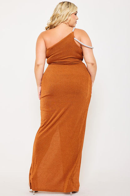 Symphony Dress - Glitter One Shoulder Plus Size Maxi Dress