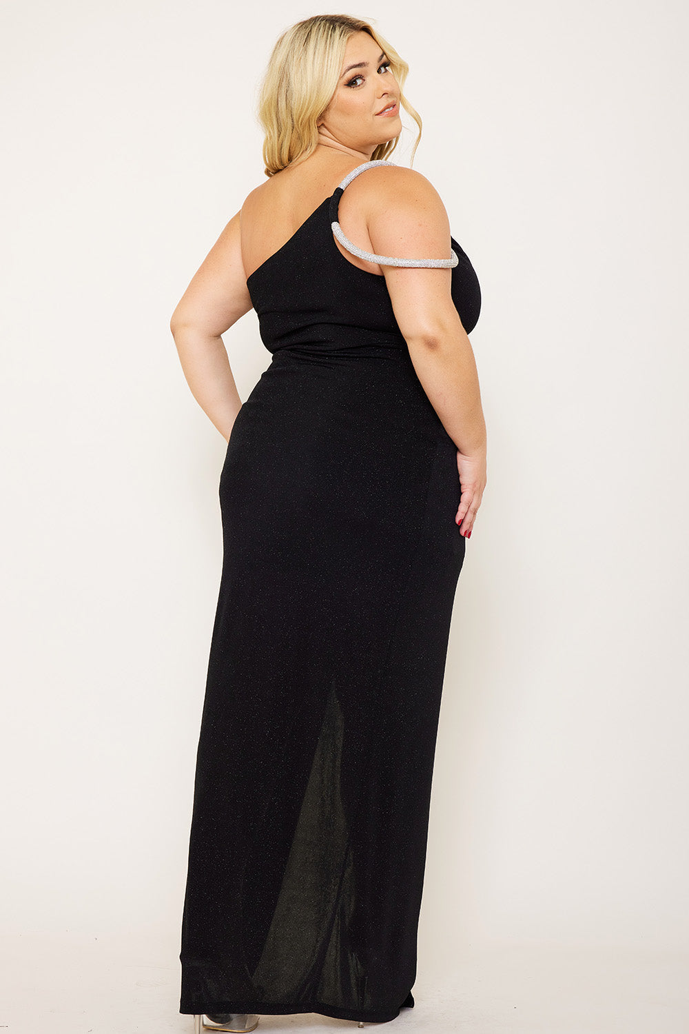 Symphony Dress - Glitter One Shoulder Plus Size Maxi Dress