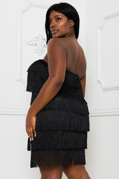 Symphony Dress - Layered Fringe Mini Dress