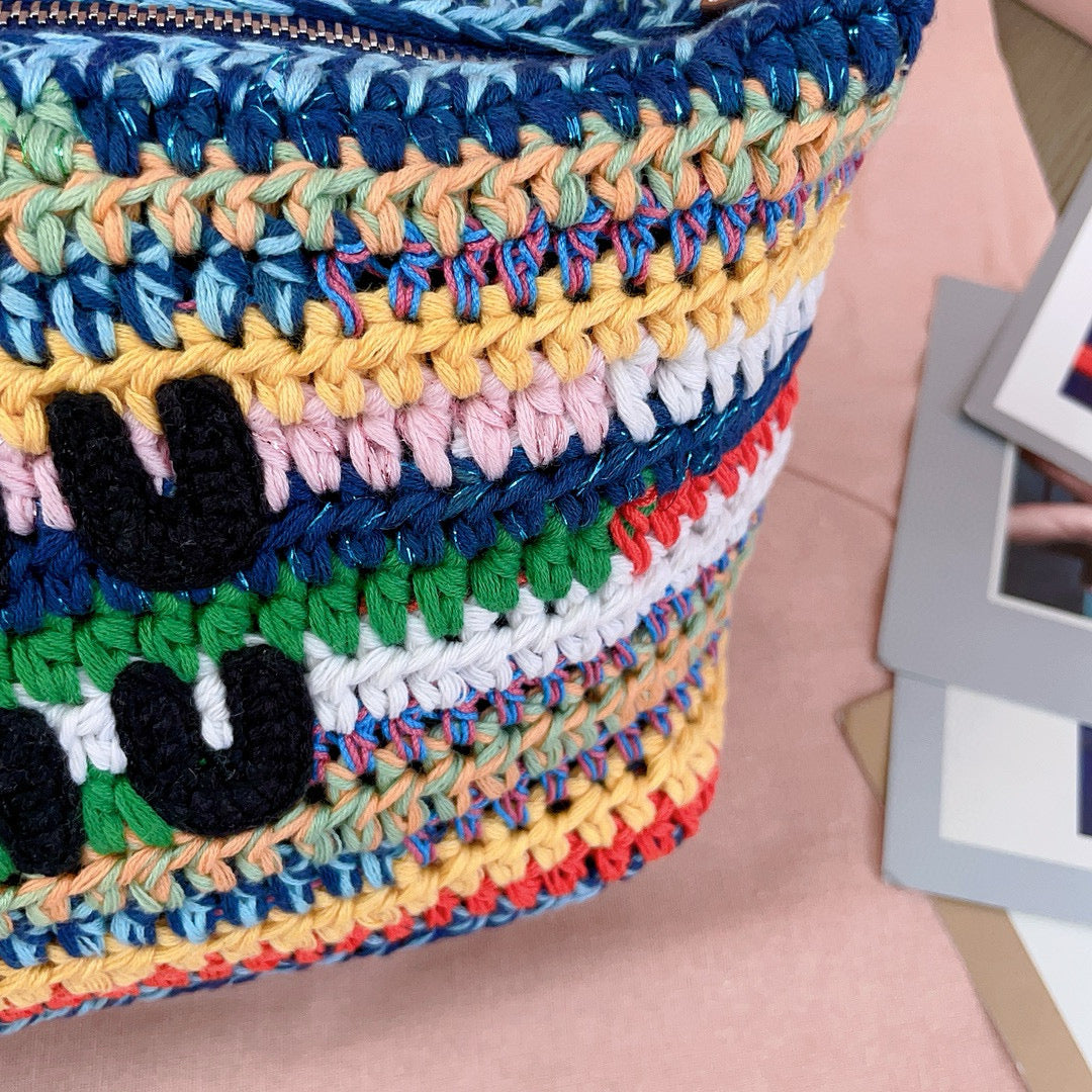 Miumiu Rainbow Woven Bag 19 25.5cm Super Heavy Cottton Handmade