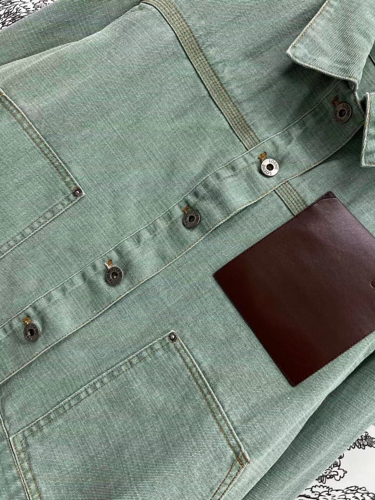 Loewe Jacket in Khaki Green Denim Cotton