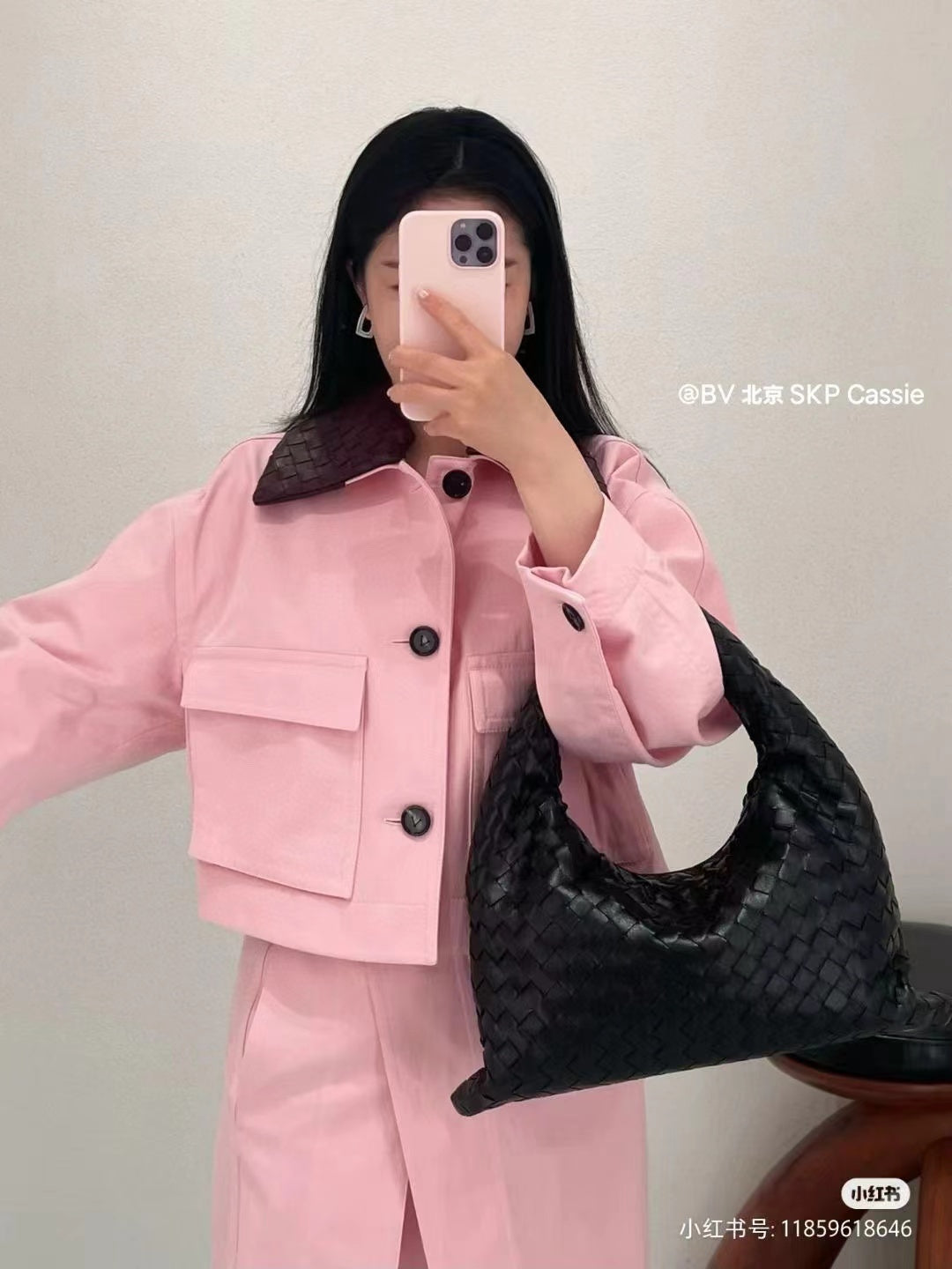 BV Twin Jacket in Camelia Pink Cotton and Lambskin
