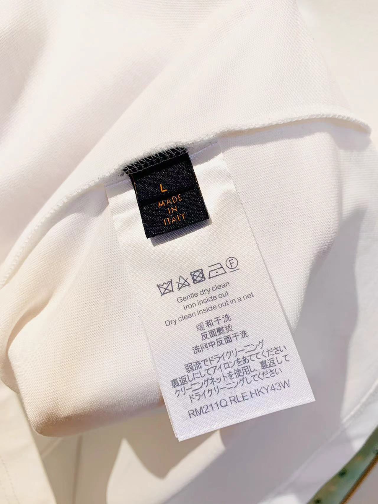 LV White Logo T-Shirt White Cotton