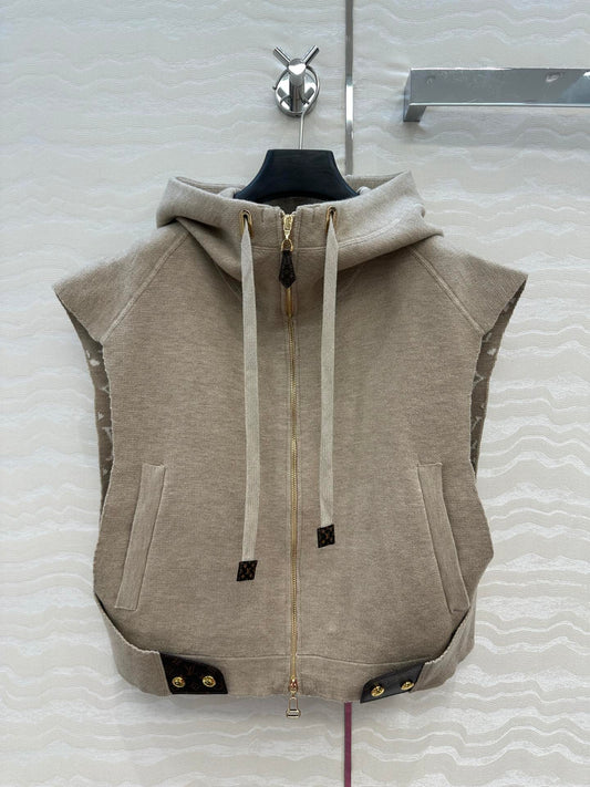 LV 25FW Double Face Open Arm Jacket Beige Wool