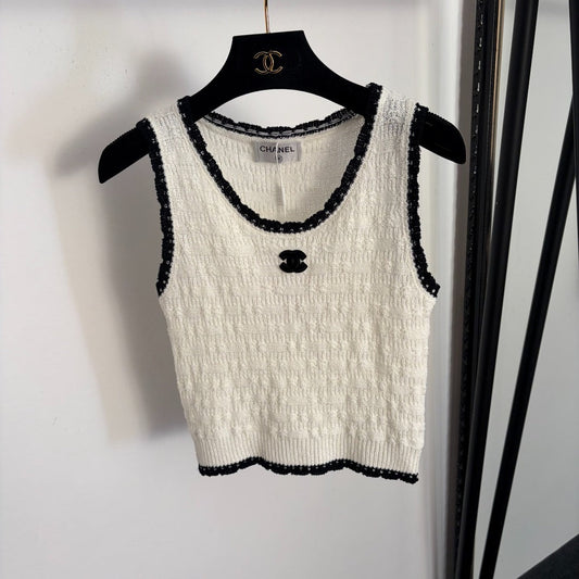 Chanel  Knit Tank Top Black and Off-White