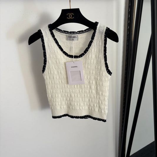 Chanel  Knit Tank Top Black and Off-White