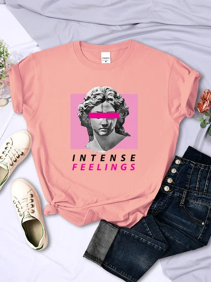 Intense Feelings Funny Hot Sale T-Shirts Women Fashion Casual Clothing Summer Breathable Tee Clothing Hip Hop Personality Tshirt