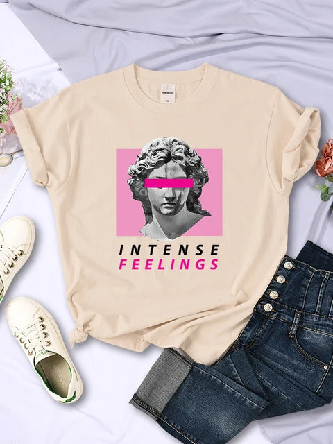 Intense Feelings Funny Hot Sale T-Shirts Women Fashion Casual Clothing Summer Breathable Tee Clothing Hip Hop Personality Tshirt