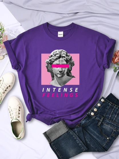Intense Feelings Funny Hot Sale T-Shirts Women Fashion Casual Clothing Summer Breathable Tee Clothing Hip Hop Personality Tshirt