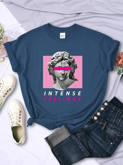 Intense Feelings Funny Hot Sale T-Shirts Women Fashion Casual Clothing Summer Breathable Tee Clothing Hip Hop Personality Tshirt