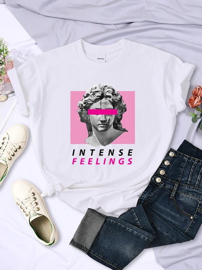 Intense Feelings Funny Hot Sale T-Shirts Women Fashion Casual Clothing Summer Breathable Tee Clothing Hip Hop Personality Tshirt