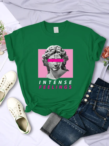Intense Feelings Funny Hot Sale T-Shirts Women Fashion Casual Clothing Summer Breathable Tee Clothing Hip Hop Personality Tshirt