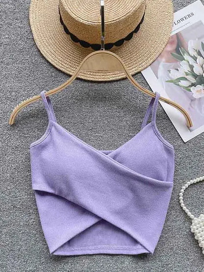  Irregular Casual Sport Camisole Women Strap Design Solid Fashion 2025 Y2K Elegant Ladies Chic Slim Tank Tops