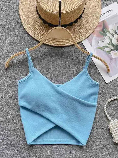  Irregular Casual Sport Camisole Women Strap Design Solid Fashion 2025 Y2K Elegant Ladies Chic Slim Tank Tops