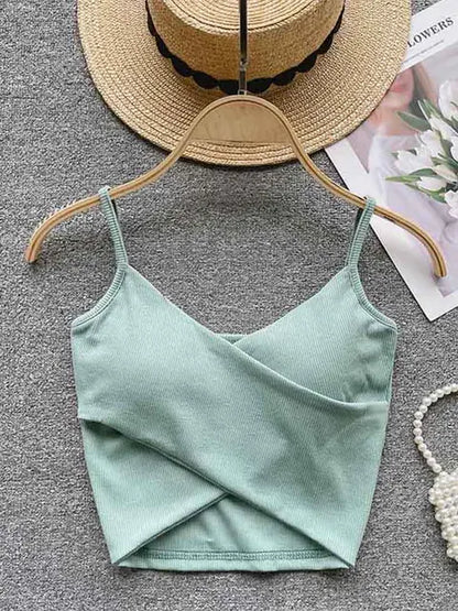  Irregular Casual Sport Camisole Women Strap Design Solid Fashion 2025 Y2K Elegant Ladies Chic Slim Tank Tops