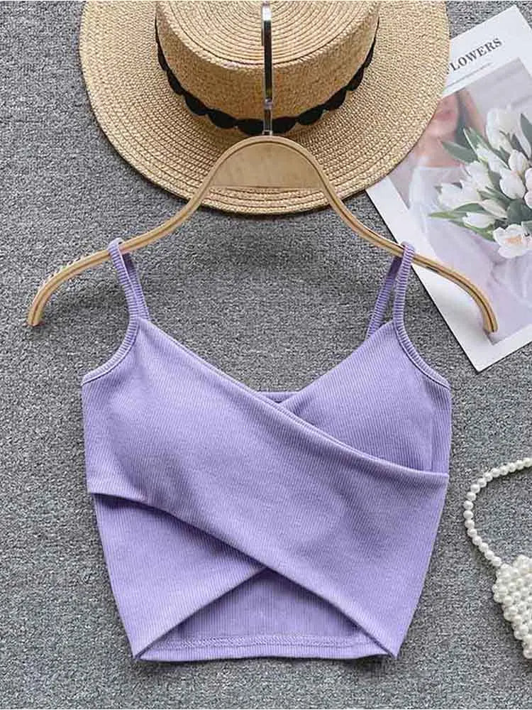  Irregular Casual Sport Camisole Women Strap Design Solid Fashion 2025 Y2K Elegant Ladies Chic Slim Tank Tops