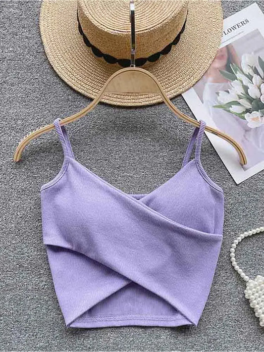  Irregular Casual Sport Camisole Women Strap Design Solid Fashion 2025 Y2K Elegant Ladies Chic Slim Tank Tops