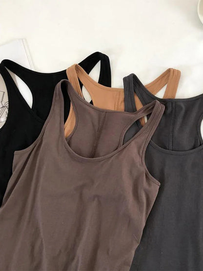 Camisetas sin mangas irregulares de verano con cuello redondo, camiseta negra informal sin mangas, top básico holgado de color sólido, camiseta deportiva para mujer