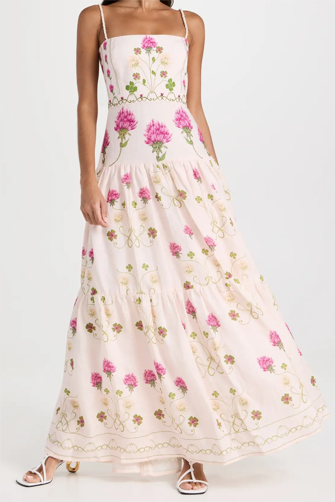 Vestido midi de cintura cónica con estampado floral 