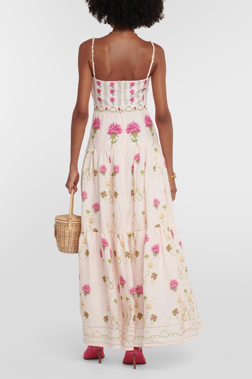 Vestido midi de cintura cónica con estampado floral 