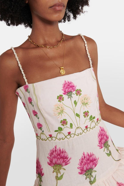 Vestido midi de cintura cónica con estampado floral 