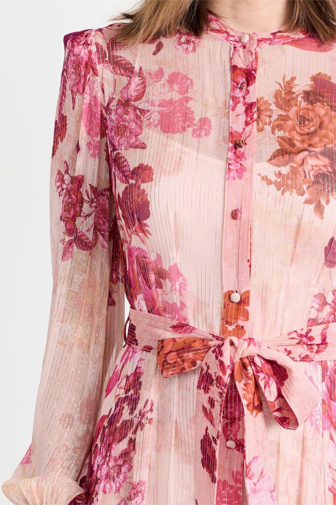 Vestido largo con mangas midi florales 