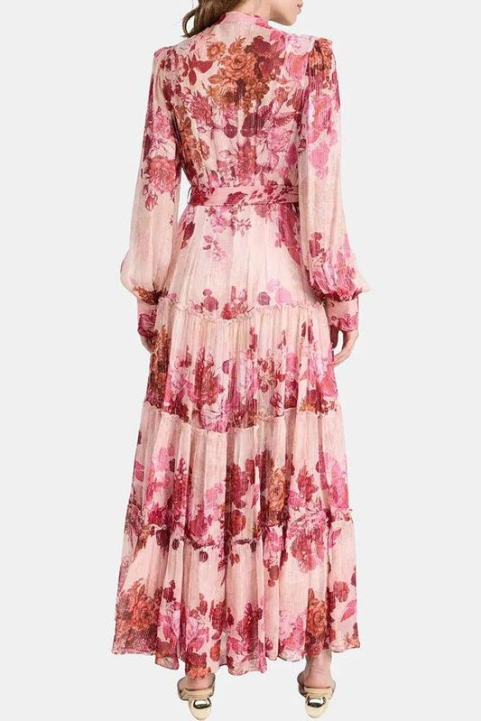 Vestido largo con mangas midi florales 