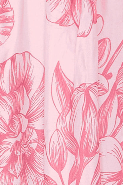Vestido midi con mangas farol y cinturón floral 