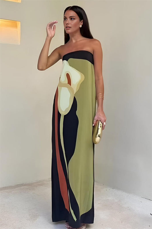 Vestido midi sin mangas con estampado floral 