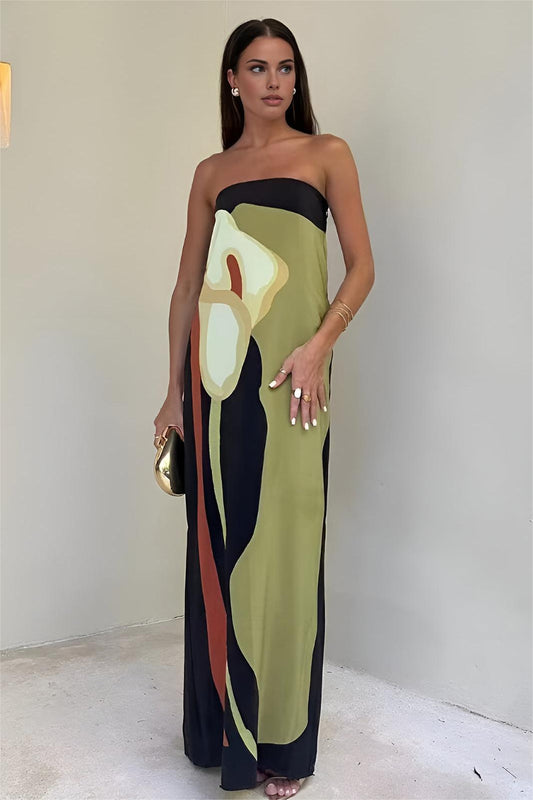 Vestido midi sin mangas con estampado floral 