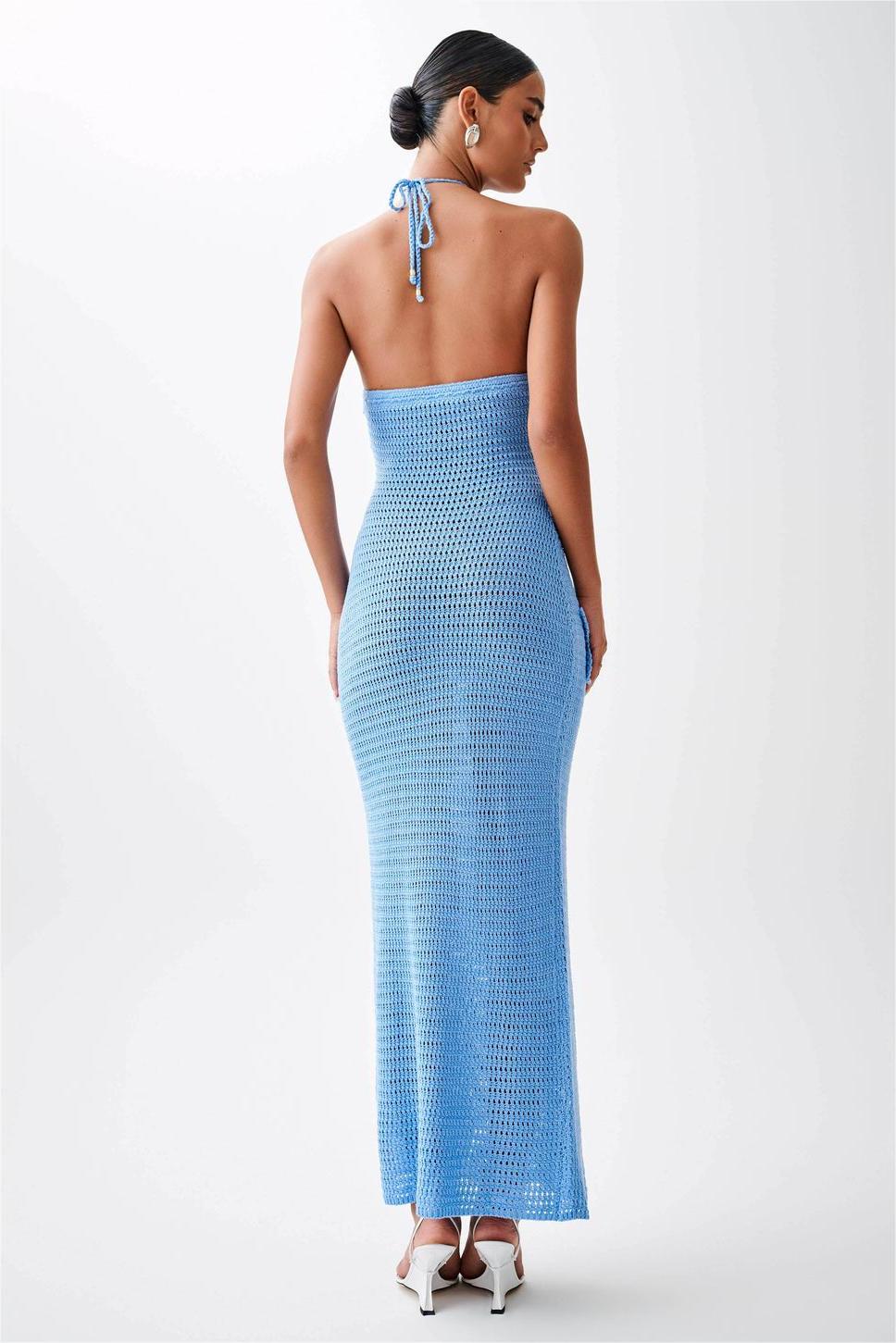 Vestido midi liso con estampado floral 3D de punto 
