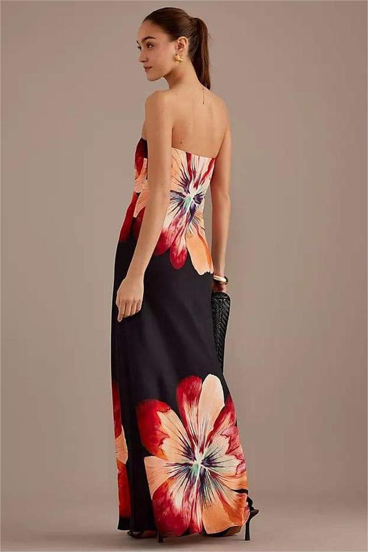Vestido midi sin mangas con estampado floral 