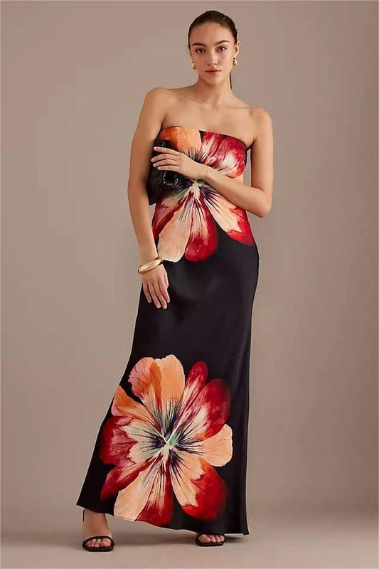 Vestido midi sin mangas con estampado floral 
