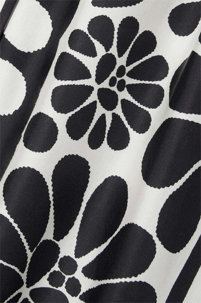 Vestido midi floral de botonadura sencilla con cinturón 