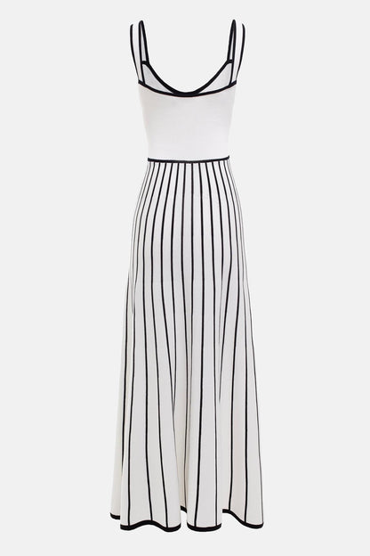 Vestido midi sin mangas de rayas de jersey 