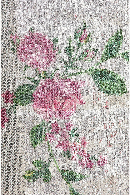 Falda midi de cintura alta con lentejuelas florales 