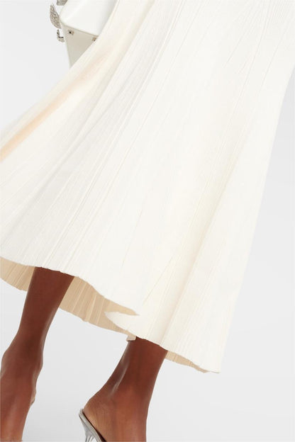 Vestido midi de manga larga con botones de jersey 