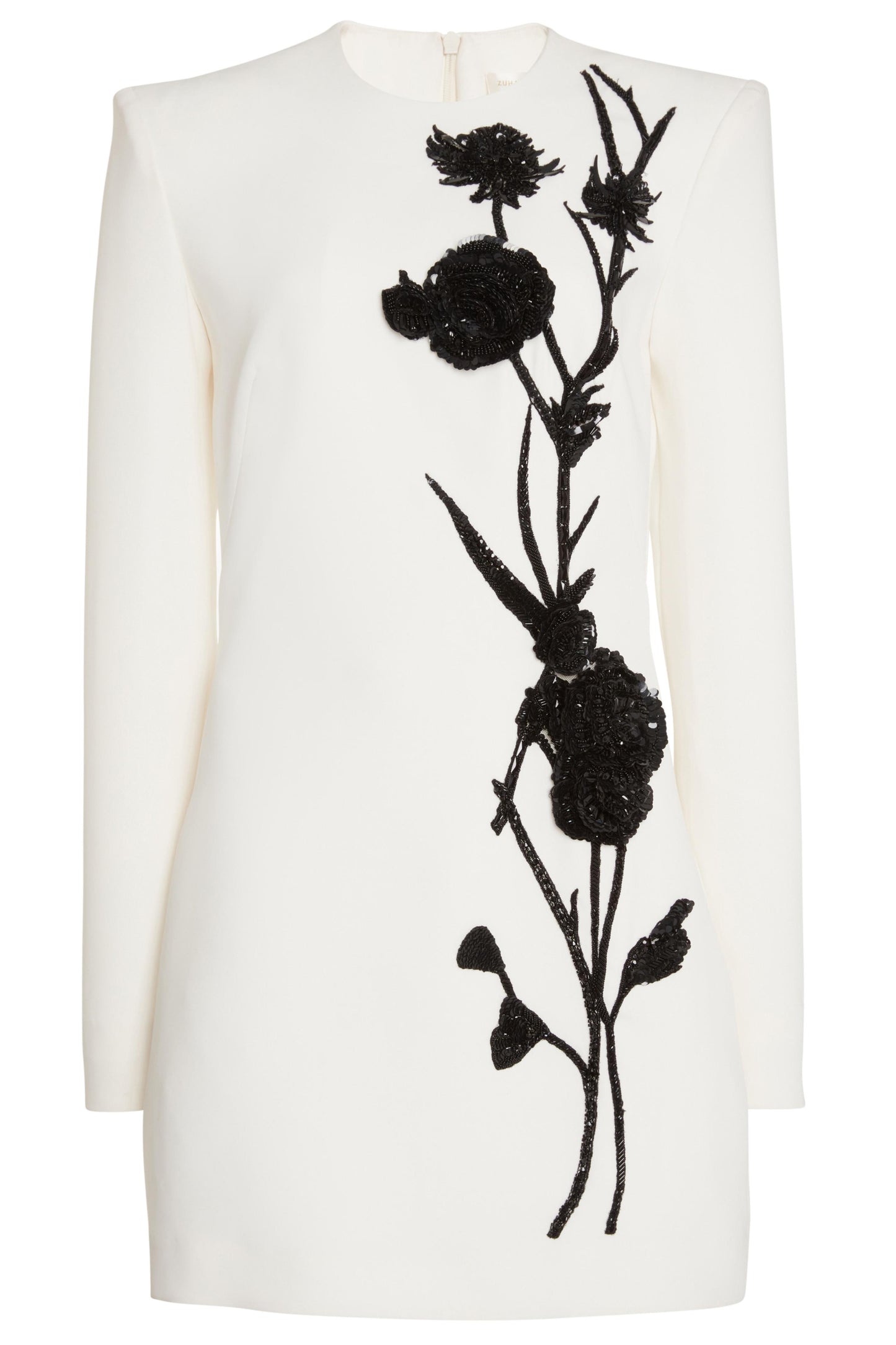 Minivestido floral con bordado de cuentas de uñas 