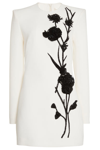 Minivestido floral con bordado de cuentas de uñas 