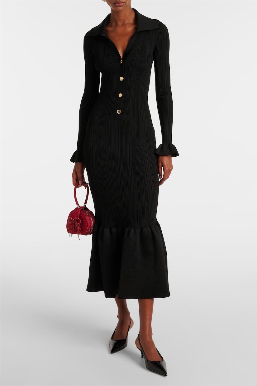 Vestido midi de sirena con botones lisos de jersey 