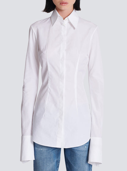 Camisa de manga larga con botones de metal sólido 