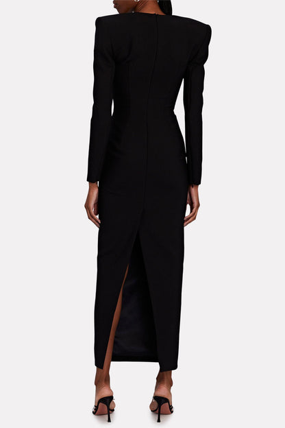 Knit Solid Rhinestone Midi Dress