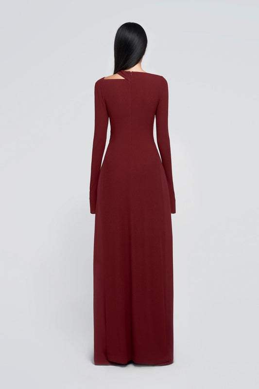 Vestido largo de manga larga con corte liso 