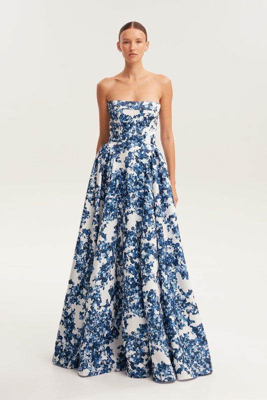 Vestido midi sin mangas con hombros descubiertos y estampado floral 
