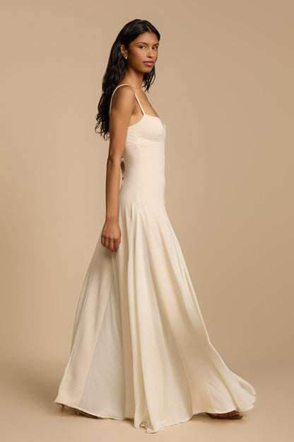 Vestido largo sin mangas de jersey liso 