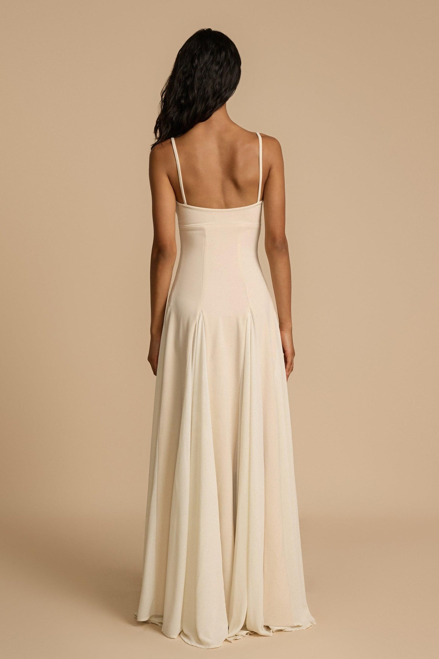 Vestido largo sin mangas de jersey liso 